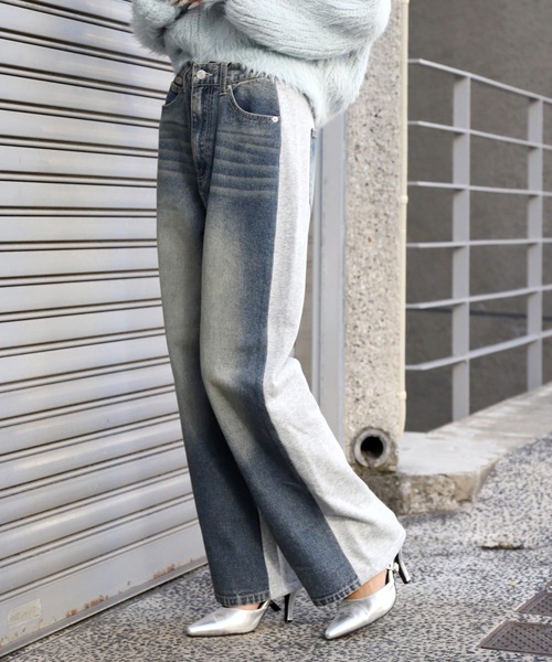 ANAP（アナップ）の「裏毛切り替えデニムパンツ（デニムパンツ・レディース・ブルー/ダークアッシュ・F）」の10枚目の写真