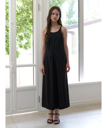 semi halter long dress - black