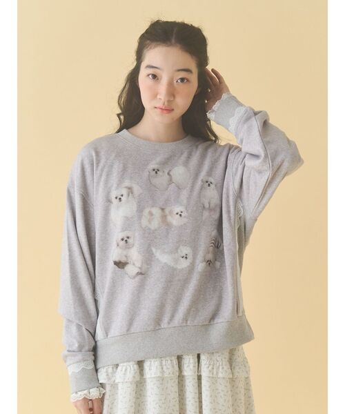 merry jenny（メリージェニー）の「モコゾウいっぱいスウェット（スウェット・レディース・グレー/オフホワイト・FREE）」の10枚目の写真