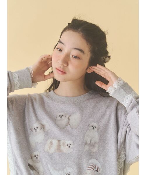 merry jenny（メリージェニー）の「モコゾウいっぱいスウェット（スウェット・レディース・グレー/オフホワイト・FREE）」の12枚目の写真