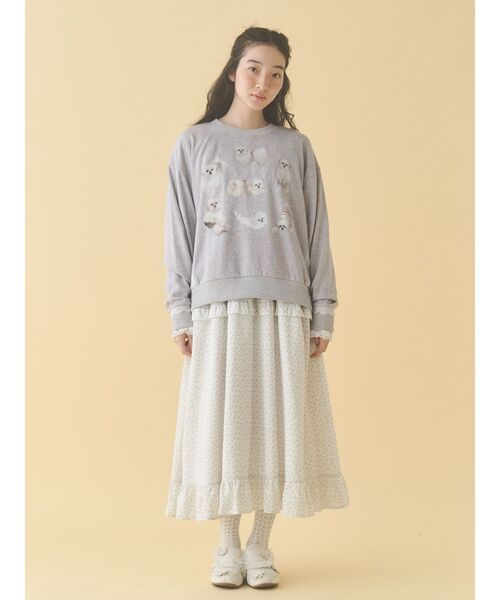 merry jenny（メリージェニー）の「モコゾウいっぱいスウェット（スウェット・レディース・グレー/オフホワイト・FREE）」の13枚目の写真