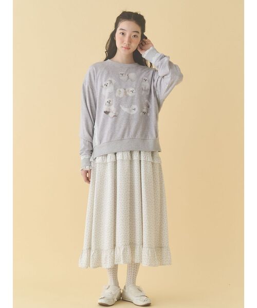 merry jenny（メリージェニー）の「モコゾウいっぱいスウェット（スウェット・レディース・グレー/オフホワイト・FREE）」の14枚目の写真