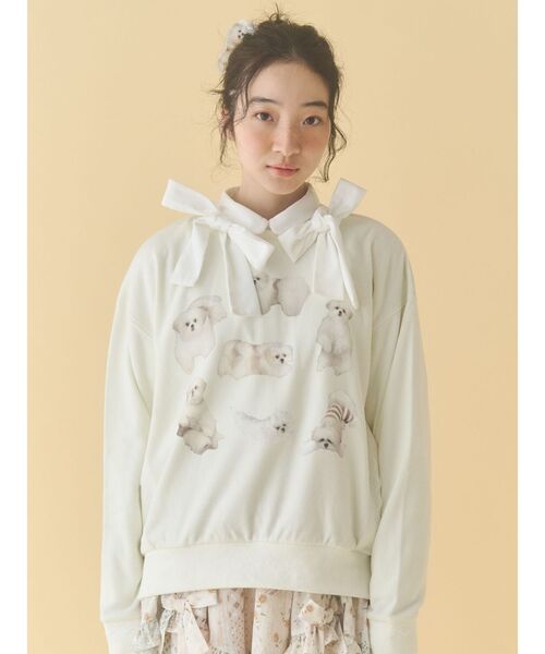 merry jenny（メリージェニー）の「モコゾウいっぱいスウェット（スウェット・レディース・グレー/オフホワイト・FREE）」の15枚目の写真