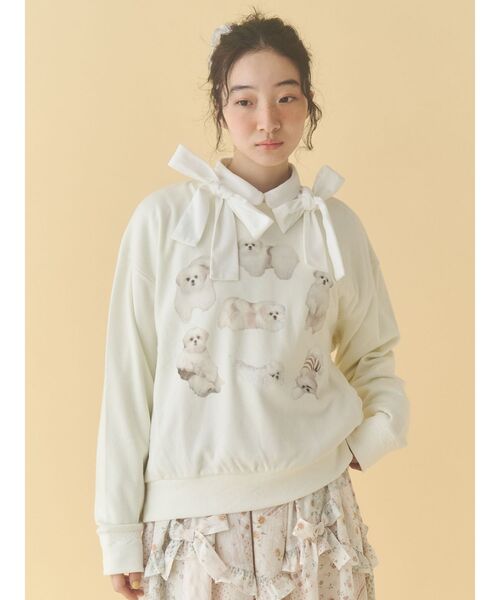 merry jenny（メリージェニー）の「モコゾウいっぱいスウェット（スウェット・レディース・グレー/オフホワイト・FREE）」の16枚目の写真