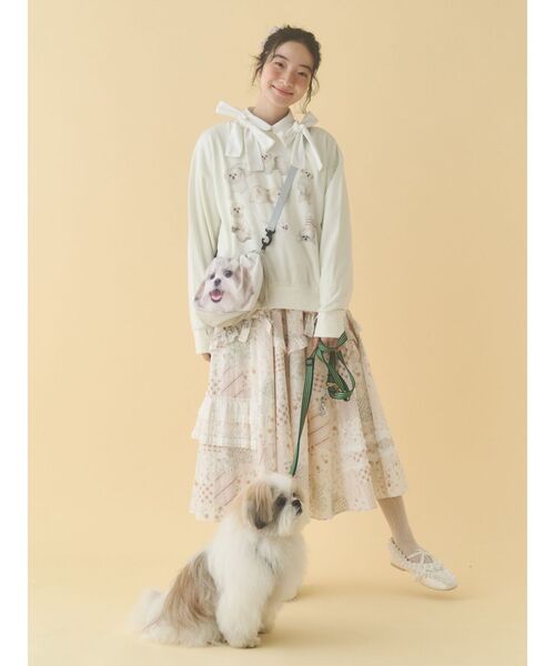 merry jenny（メリージェニー）の「モコゾウいっぱいスウェット（スウェット・レディース・グレー/オフホワイト・FREE）」の5枚目の写真