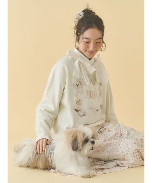 merry jenny（メリージェニー）の「モコゾウいっぱいスウェット（スウェット・レディース・グレー/オフホワイト・FREE）」の7枚目の写真