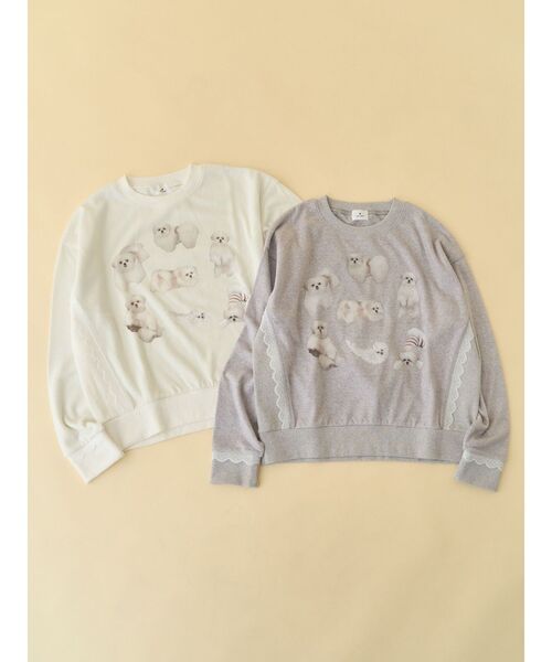 merry jenny（メリージェニー）の「モコゾウいっぱいスウェット（スウェット・レディース・グレー/オフホワイト・FREE）」の8枚目の写真