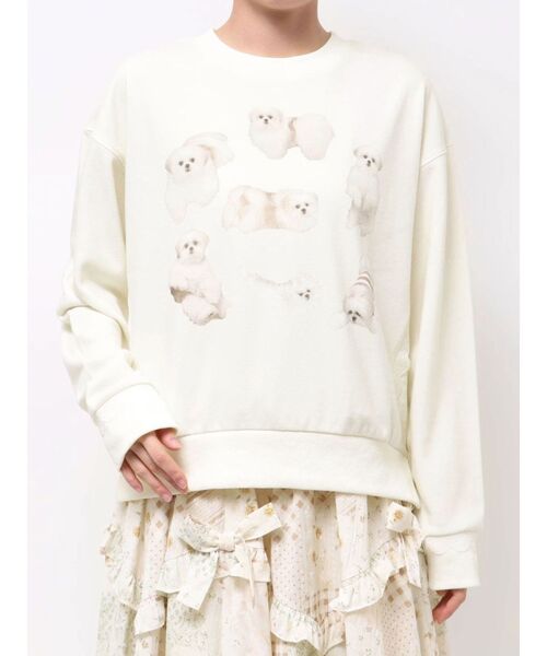 merry jenny（メリージェニー）の「モコゾウいっぱいスウェット（スウェット・レディース・グレー/オフホワイト・FREE）」の3枚目の写真