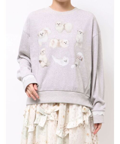 merry jenny（メリージェニー）の「モコゾウいっぱいスウェット（スウェット・レディース・グレー/オフホワイト・FREE）」の4枚目の写真