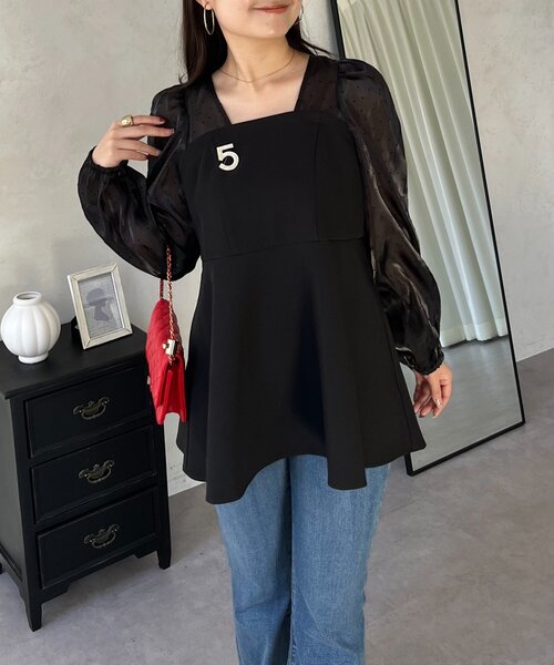 prose verse（プロズヴェール）の「ビスチェドッキングシアードットペプラムブラウス（シャツ/ブラウス・レディース・アイボリー/ブラック・LARGE/MEDIUM）」の19枚目の写真