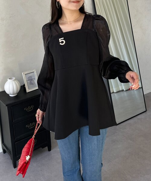 prose verse（プロズヴェール）の「ビスチェドッキングシアードットペプラムブラウス（シャツ/ブラウス・レディース・アイボリー/ブラック・LARGE/MEDIUM）」の21枚目の写真