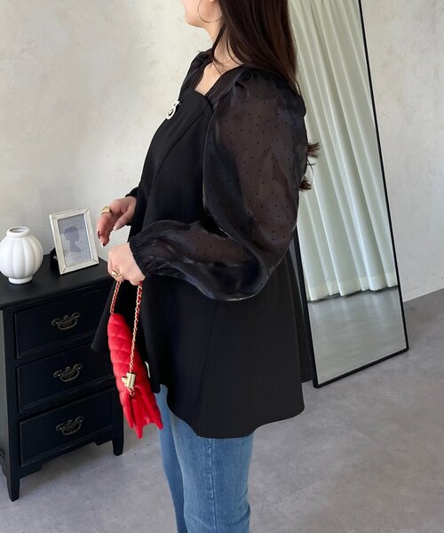 prose verse（プロズヴェール）の「ビスチェドッキングシアードットペプラムブラウス（シャツ/ブラウス・レディース・アイボリー/ブラック・LARGE/MEDIUM）」の17枚目の写真