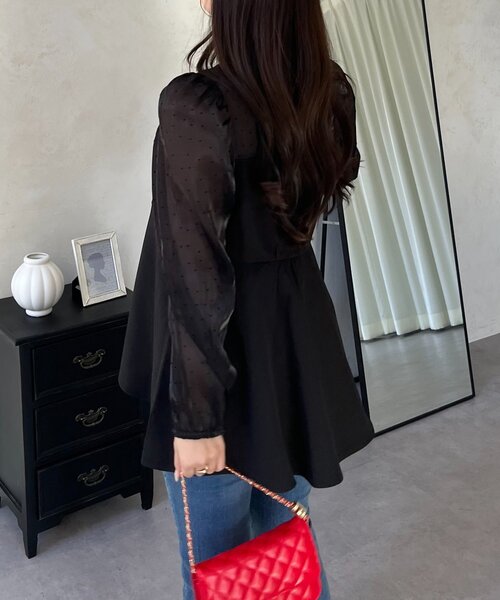 prose verse（プロズヴェール）の「ビスチェドッキングシアードットペプラムブラウス（シャツ/ブラウス・レディース・アイボリー/ブラック・LARGE/MEDIUM）」の18枚目の写真