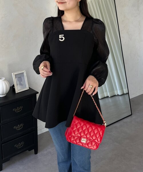 prose verse（プロズヴェール）の「ビスチェドッキングシアードットペプラムブラウス（シャツ/ブラウス・レディース・アイボリー/ブラック・LARGE/MEDIUM）」の15枚目の写真