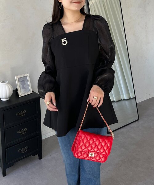 prose verse（プロズヴェール）の「ビスチェドッキングシアードットペプラムブラウス（シャツ/ブラウス・レディース・アイボリー/ブラック・LARGE/MEDIUM）」の6枚目の写真