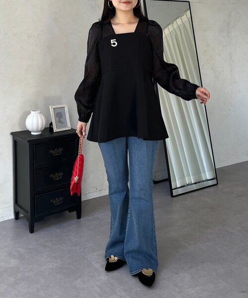 prose verse（プロズヴェール）の「ビスチェドッキングシアードットペプラムブラウス（シャツ/ブラウス・レディース・アイボリー/ブラック・LARGE/MEDIUM）」の7枚目の写真