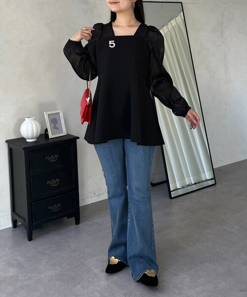 prose verse（プロズヴェール）の「ビスチェドッキングシアードットペプラムブラウス（シャツ/ブラウス・レディース・アイボリー/ブラック・LARGE/MEDIUM）」の4枚目の写真