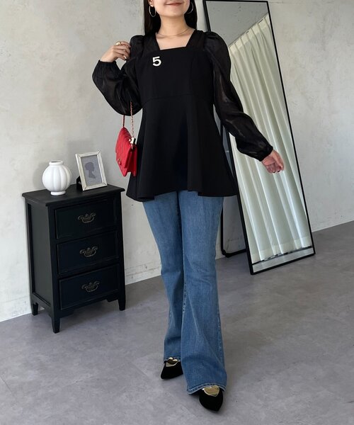 prose verse（プロズヴェール）の「ビスチェドッキングシアードットペプラムブラウス（シャツ/ブラウス・レディース・アイボリー/ブラック・LARGE/MEDIUM）」の5枚目の写真