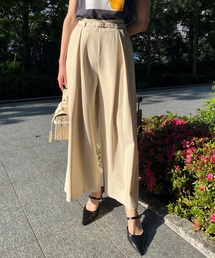 ベルト付きタックワイドパンツ