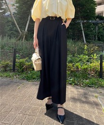 ベルト付きタックワイドパンツ