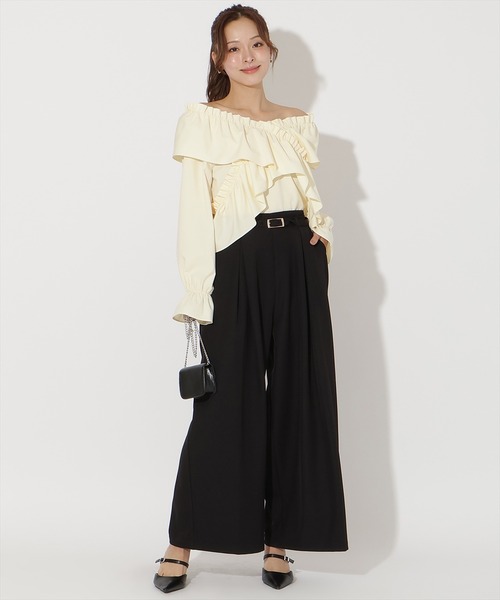 ベルト付きタックワイドパンツ（その他パンツ）｜AND COUTURE（アンド