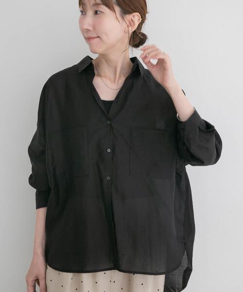 ITEMS URBANRESEARCH（アイテムズ アーバンリサーチ）の「シアーポケットスキッパーシャツ（シャツ/ブラウス・レディース・ブラック/ライトブルー/ホワイト/ミント/チャコールグレー・FREE）」の21枚目の写真