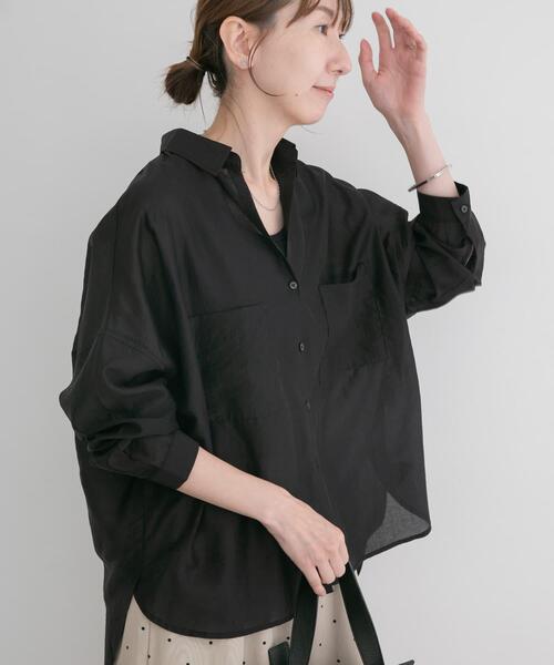 ITEMS URBANRESEARCH（アイテムズ アーバンリサーチ）の「シアーポケットスキッパーシャツ（シャツ/ブラウス・レディース・ブラック/ライトブルー/ホワイト/ミント/チャコールグレー・FREE）」の22枚目の写真