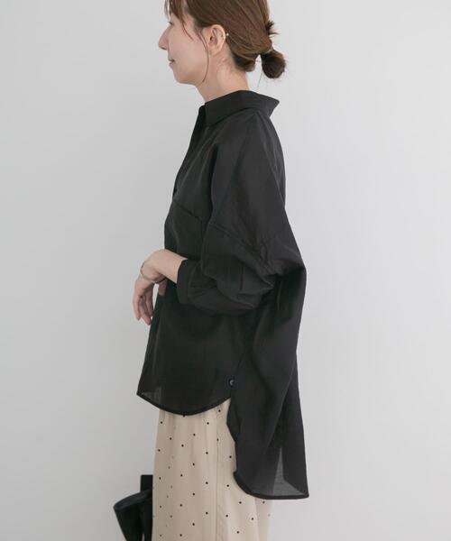 ITEMS URBANRESEARCH(アイテムズ アーバンリサーチ)の「シアーポケットスキッパーシャツ(シャツ/ブラウス・レディース・ブラック/ライトブルー/ホワイト/ミント/チャコールグレー・FREE)」の10枚目の写真