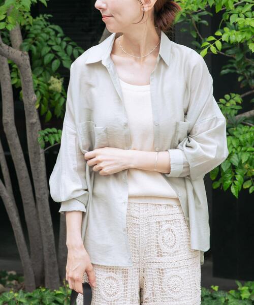 ITEMS URBANRESEARCH(アイテムズ アーバンリサーチ)の「シアーポケットスキッパーシャツ(シャツ/ブラウス・レディース・ブラック/ライトブルー/ホワイト/ミント/チャコールグレー・FREE)」の15枚目の写真