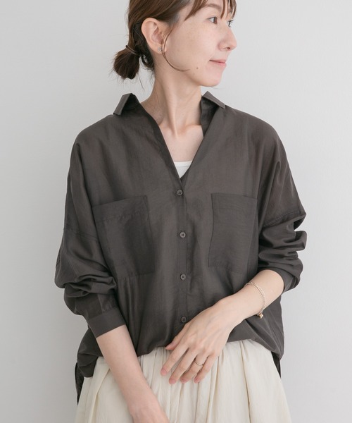 ITEMS URBANRESEARCH（アイテムズ アーバンリサーチ）の「シアーポケットスキッパーシャツ（シャツ/ブラウス・レディース・ブラック/ライトブルー/ホワイト/ミント/チャコールグレー・FREE）」の3枚目の写真