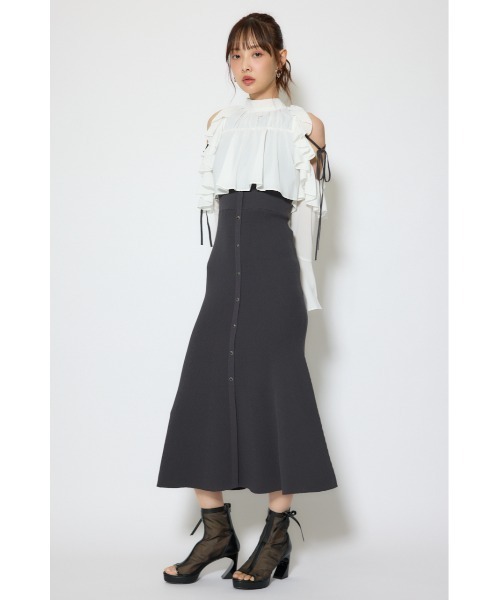 rienda(リエンダ)の「オープンショルダーフリルニットセットワンピース 春服(ワンピース・レディース・ブラック/ブラウン/ライトイエロー・FREE)」の9枚目の写真