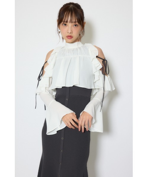 rienda(リエンダ)の「オープンショルダーフリルニットセットワンピース 春服(ワンピース・レディース・ブラック/ブラウン/ライトイエロー・FREE)」の12枚目の写真