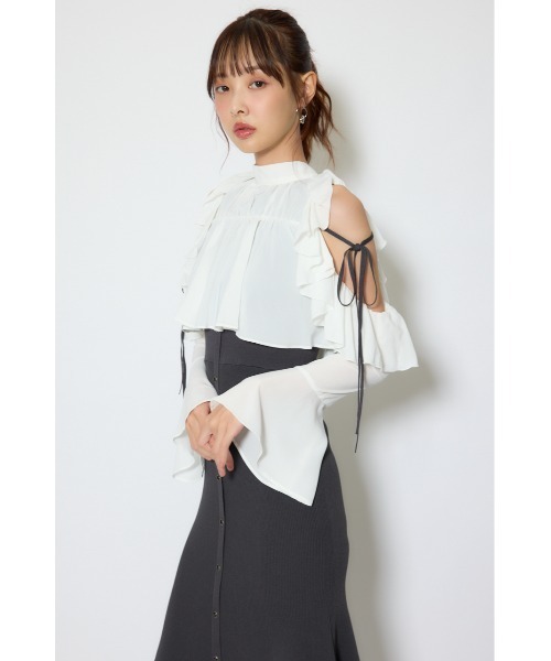 rienda(リエンダ)の「オープンショルダーフリルニットセットワンピース 春服(ワンピース・レディース・ブラック/ブラウン/ライトイエロー・FREE)」の13枚目の写真