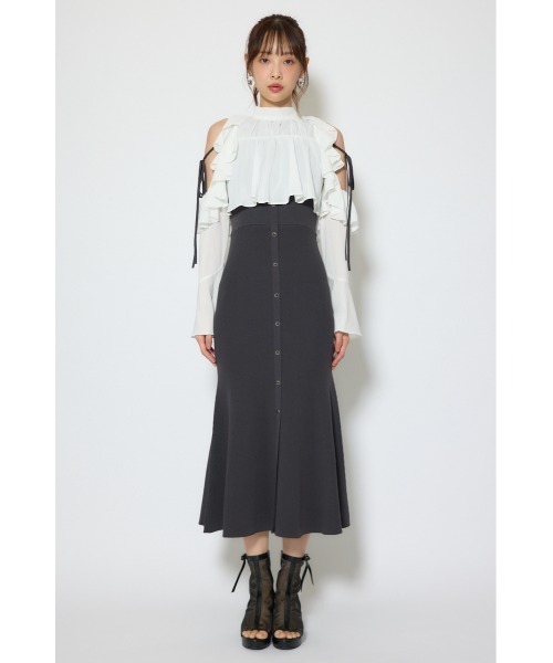 rienda(リエンダ)の「オープンショルダーフリルニットセットワンピース 春服(ワンピース・レディース・ブラック/ブラウン/ライトイエロー・FREE)」の14枚目の写真