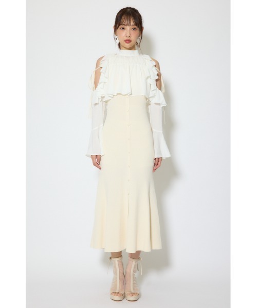 rienda(リエンダ)の「オープンショルダーフリルニットセットワンピース 春服(ワンピース・レディース・ブラック/ブラウン/ライトイエロー・FREE)」の7枚目の写真