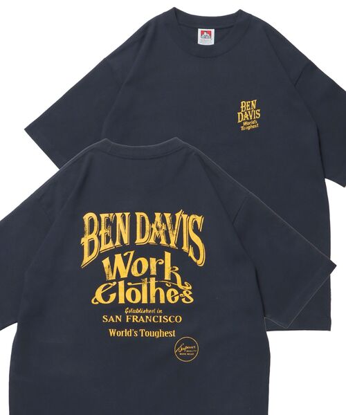 BEN DAVIS(ベンデイビス)の「【BEN DAVIS(ベンデイビス)】CLASSIC LOGO TEE NV / オーバーサイズ ヘビーウェイト 半袖 クルーネック プリント ワンポイント(Tシャツ/カットソー・メンズ・ブラック/ホワイト/ネイビー/ダークグリーン・X-LARGE/LARGE/MEDIUM)」の1枚目の写真