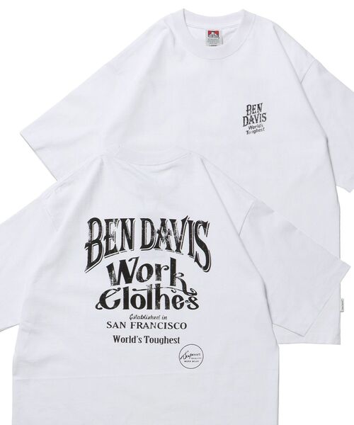BEN DAVIS(ベンデイビス)の「【BEN DAVIS(ベンデイビス)】CLASSIC LOGO TEE NV / オーバーサイズ ヘビーウェイト 半袖 クルーネック プリント ワンポイント(Tシャツ/カットソー・メンズ・ブラック/ホワイト/ネイビー/ダークグリーン・X-LARGE/LARGE/MEDIUM)」の2枚目の写真