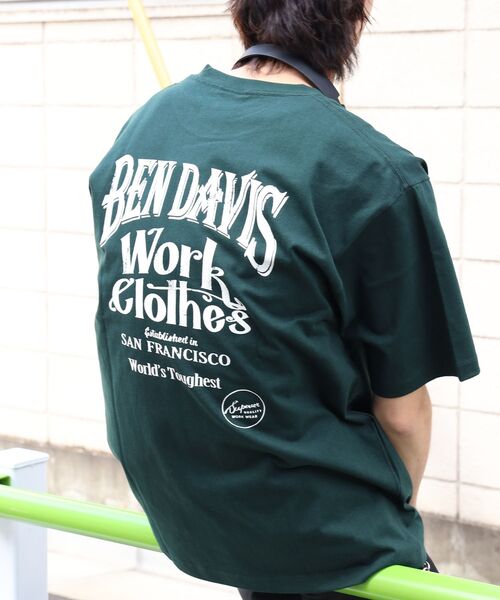 BEN DAVIS(ベンデイビス)の「【BEN DAVIS(ベンデイビス)】CLASSIC LOGO TEE NV / オーバーサイズ ヘビーウェイト 半袖 クルーネック プリント ワンポイント(Tシャツ/カットソー・メンズ・ブラック/ホワイト/ネイビー/ダークグリーン・X-LARGE/LARGE/MEDIUM)」の4枚目の写真
