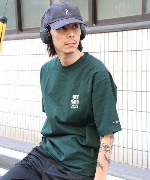 BEN DAVIS(ベンデイビス)の「【BEN DAVIS(ベンデイビス)】CLASSIC LOGO TEE NV / オーバーサイズ ヘビーウェイト 半袖 クルーネック プリント ワンポイント(Tシャツ/カットソー・メンズ・ブラック/ホワイト/ネイビー/ダークグリーン・X-LARGE/LARGE/MEDIUM)」の5枚目の写真