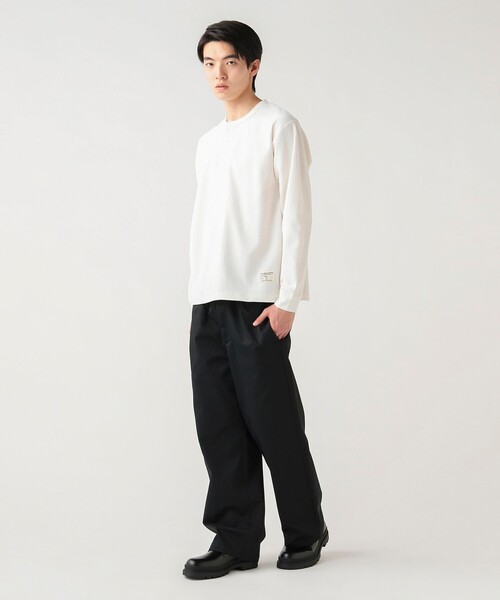 BEAMS HEART（ビームスハート）の「ポリエステル ワッフル ヘンリーネック カットソー（Tシャツ/カットソー・メンズ・ホワイト/ブラック・M/XL/L/S）」の3枚目の写真