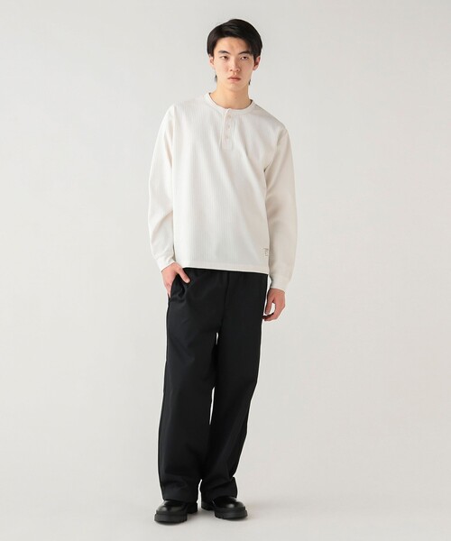 BEAMS HEART（ビームスハート）の「ポリエステル ワッフル ヘンリーネック カットソー（Tシャツ/カットソー・メンズ・ホワイト/ブラック・M/XL/L/S）」の4枚目の写真