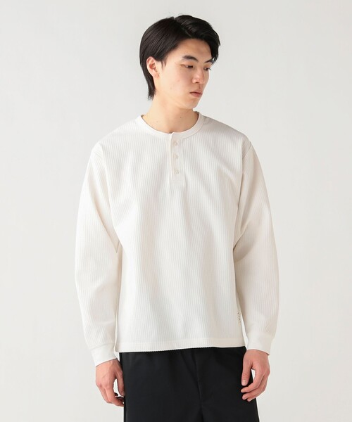 BEAMS HEART（ビームスハート）の「ポリエステル ワッフル ヘンリーネック カットソー（Tシャツ/カットソー・メンズ・ホワイト/ブラック・M/XL/L/S）」の5枚目の写真