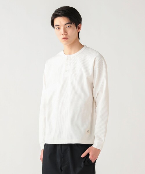 BEAMS HEART（ビームスハート）の「ポリエステル ワッフル ヘンリーネック カットソー（Tシャツ/カットソー・メンズ・ホワイト/ブラック・M/XL/L/S）」の6枚目の写真