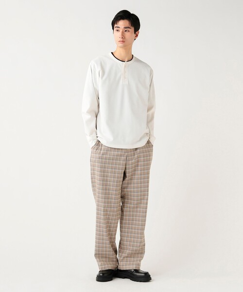 BEAMS HEART（ビームスハート）の「ポリエステル ワッフル ヘンリーネック カットソー（Tシャツ/カットソー・メンズ・ホワイト/ブラック・M/XL/L/S）」の8枚目の写真