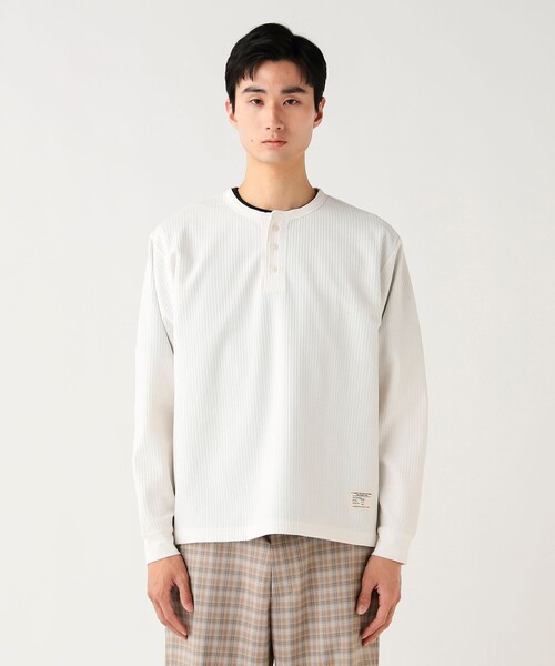 BEAMS HEART（ビームスハート）の「ポリエステル ワッフル ヘンリーネック カットソー（Tシャツ/カットソー・メンズ・ホワイト/ブラック・M/XL/L/S）」の9枚目の写真