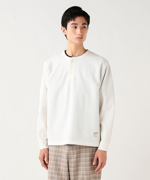 BEAMS HEART（ビームスハート）の「ポリエステル ワッフル ヘンリーネック カットソー（Tシャツ/カットソー・メンズ・ホワイト/ブラック・M/XL/L/S）」の10枚目の写真