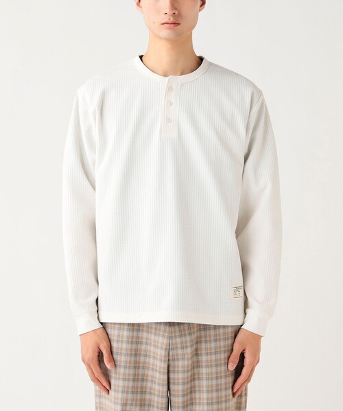 BEAMS HEART（ビームスハート）の「ポリエステル ワッフル ヘンリーネック カットソー（Tシャツ/カットソー・メンズ・ホワイト/ブラック・M/XL/L/S）」の14枚目の写真