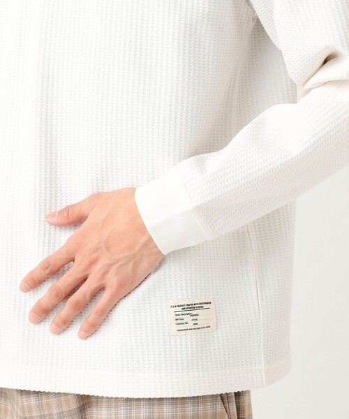 BEAMS HEART（ビームスハート）の「ポリエステル ワッフル ヘンリーネック カットソー（Tシャツ/カットソー・メンズ・ホワイト/ブラック・M/XL/L/S）」の18枚目の写真