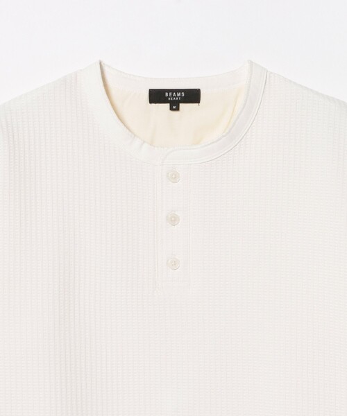 BEAMS HEART（ビームスハート）の「ポリエステル ワッフル ヘンリーネック カットソー（Tシャツ/カットソー・メンズ・ホワイト/ブラック・M/XL/L/S）」の20枚目の写真