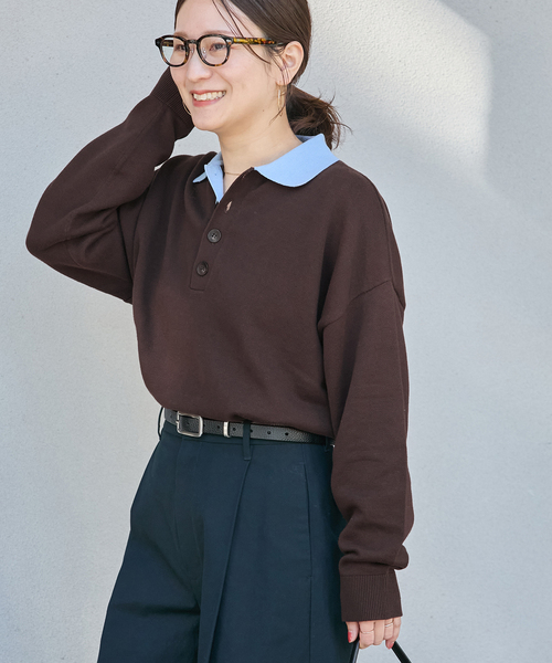 JOURNAL STANDARD(ジャーナルスタンダード)の「《追加2》ラガーニット(ニット/セーター・レディース・ブルー/グリーン/ブラウン・FREE)」の1枚目の写真